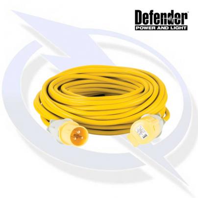 Defender 25M EXTENSION LEAD - 16A 2.5MM CABLE - YELLOW 110V