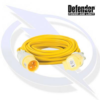 Defender 14M Extension Lead - 32A 4mm Cable - Yellow 110V