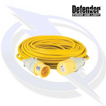 Defender 25M Extension Lead - 32A 4mm Cable - Yellow 110V